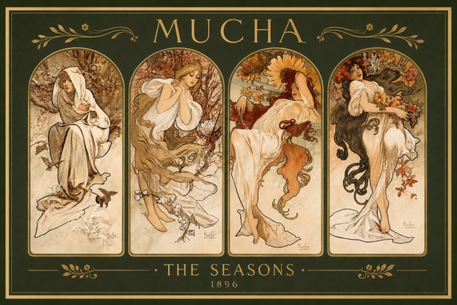 Mucha The Seasons No4 - Plakat