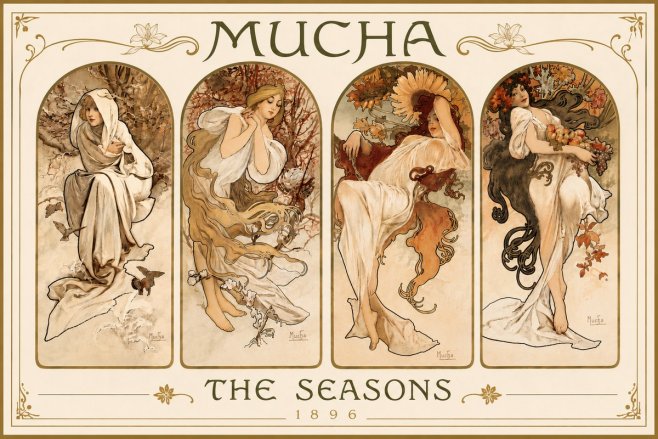 Mucha The Seasons No6 - Plakat