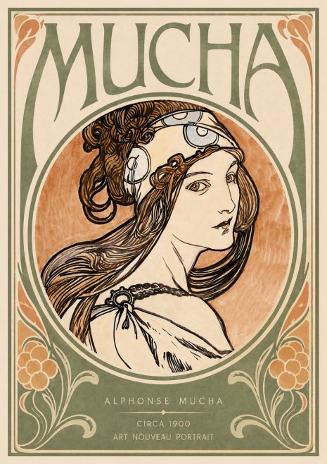 Mucha Art Nouveau Portrait I No3 - Plakat