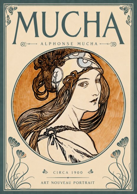Mucha Art Nouveau Portrait I No5 - Plakat