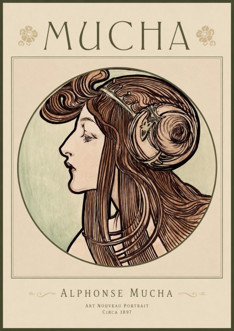 Mucha Art Nouveau Portrait II No1 - Plakat