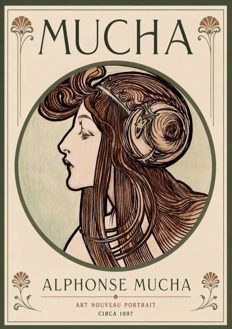 Mucha Art Nouveau Portrait II No5 - Plakat
