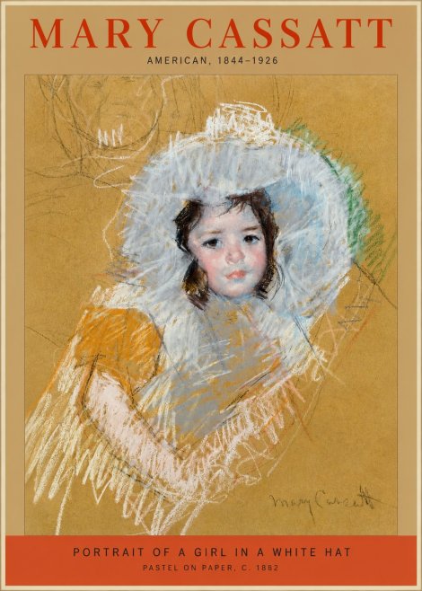 Mary Cassatt Portrait of a Girl in a White Hat No2 - Plakat