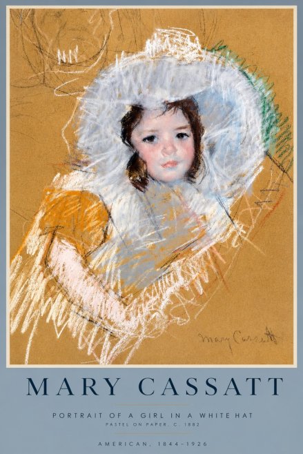 Mary Cassatt Portrait of a Girl in a White Hat No3 - Plakat