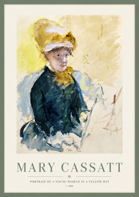 Mary Cassatt Portrait of a Young Woman in a Yellow Hat No3 - Plakat