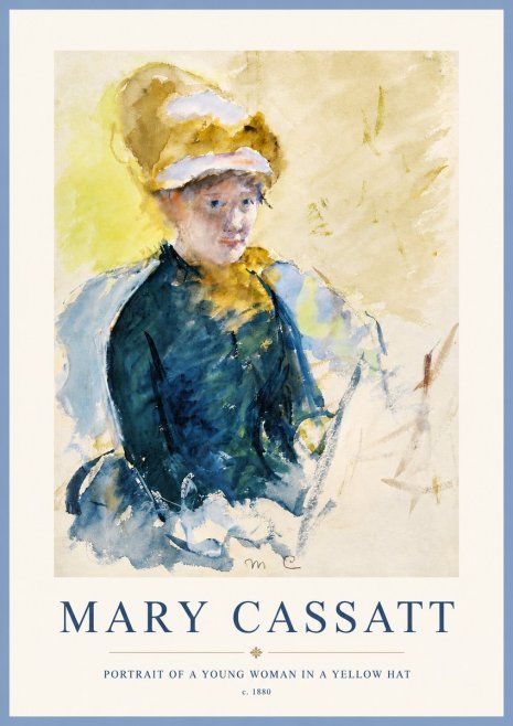 Mary Cassatt Portrait of a Young Woman in a Yellow Hat No4 - Plakat