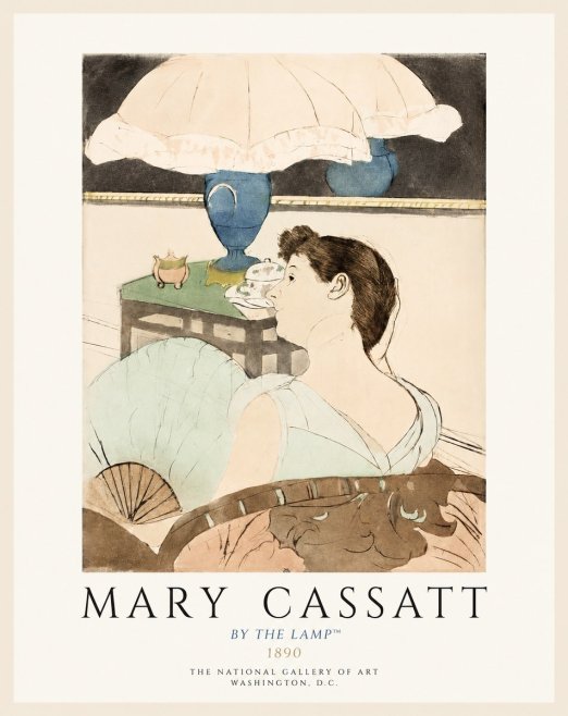 Mary Cassatt By the Lamp No1 - Plakat