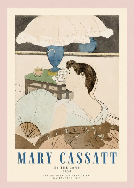 Mary Cassatt By the Lamp No3 - Plakat