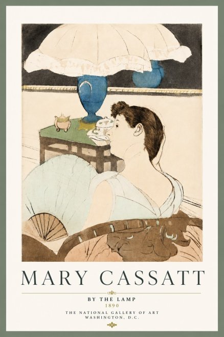 Mary Cassatt By the Lamp No4 - Plakat