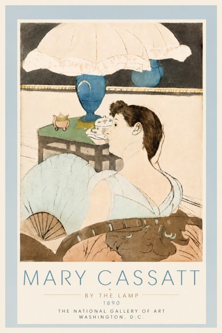 Mary Cassatt By the Lamp No5 - Plakat
