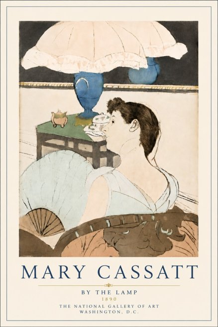 Mary Cassatt By the Lamp No6 - Plakat