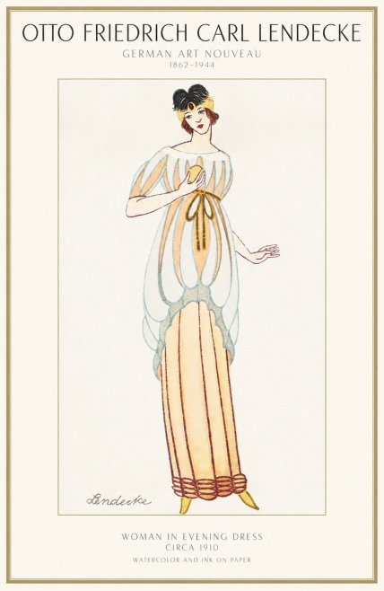 Otto Friedrich Carl Lendecke Woman in Evening Dress No1 - Plakat