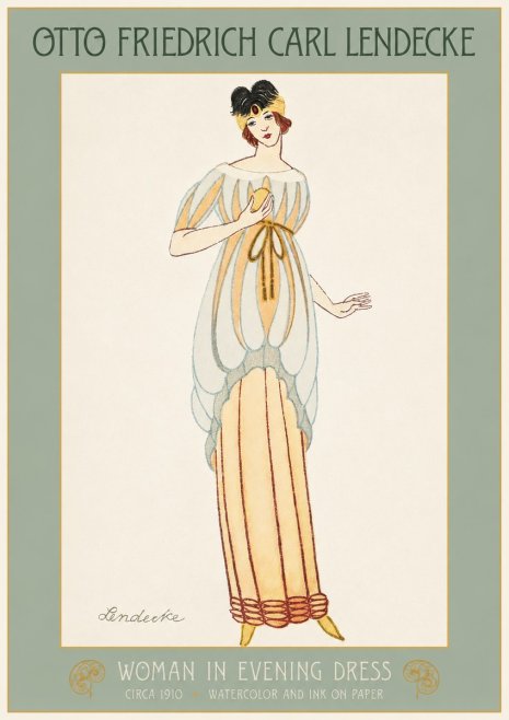 Otto Friedrich Carl Lendecke Woman in Evening Dress No2 - Plakat