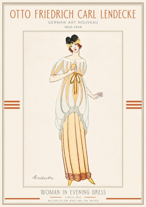 Otto Friedrich Carl Lendecke Woman in Evening Dress No3 - Plakat