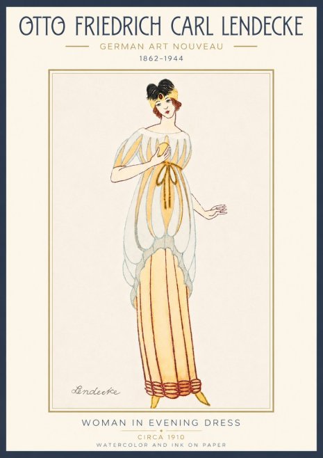 Otto Friedrich Carl Lendecke Woman in Evening Dress No4 - Plakat