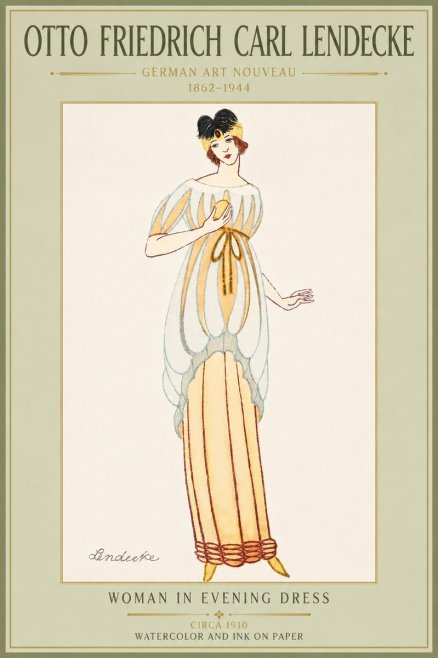 Otto Friedrich Carl Lendecke Woman in Evening Dress No5 - Plakat