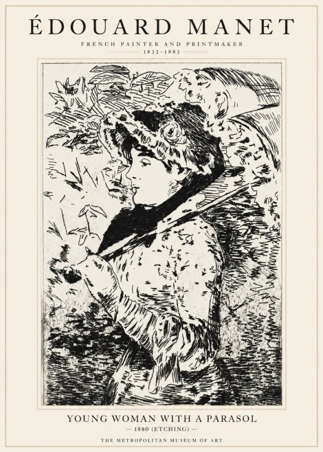 Édouard Manet Young Woman with a Parasol No1 - Plakat