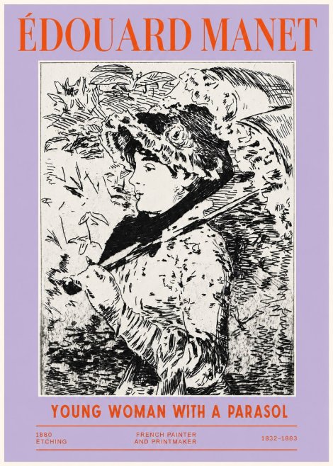 Édouard Manet Young Woman with a Parasol No2 - Plakat