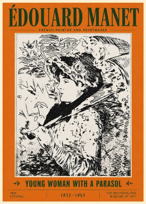 Édouard Manet Young Woman with a Parasol No5 - Plakat