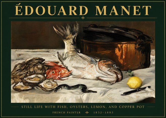 Édouard Manet Still Life with Fish, Oysters, Lemon, and Copper Pot No4 - Plakat