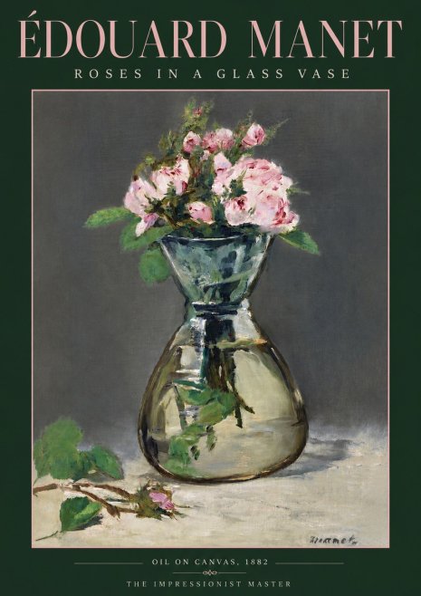 Édouard Manet Roses in a Glass Vase II No3 - Plakat