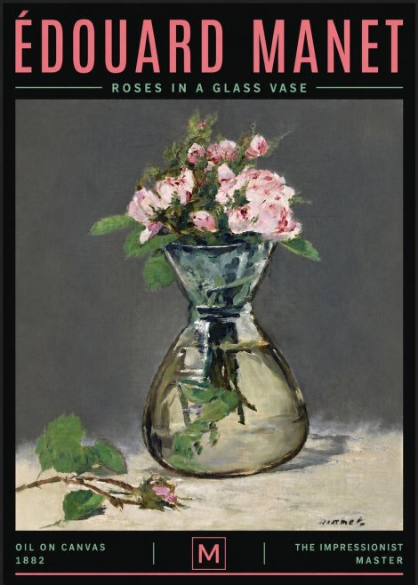 Édouard Manet Roses in a Glass Vase II No6 - Plakat