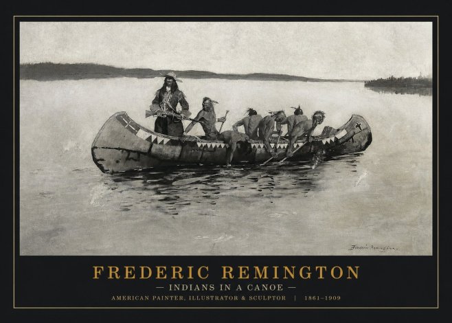 Frederic Remington Indians in a Canoe No1 - Plakat