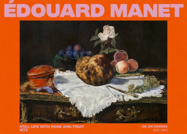 Édouard Manet Still Life with Rose and Fruit No2 - Plakat