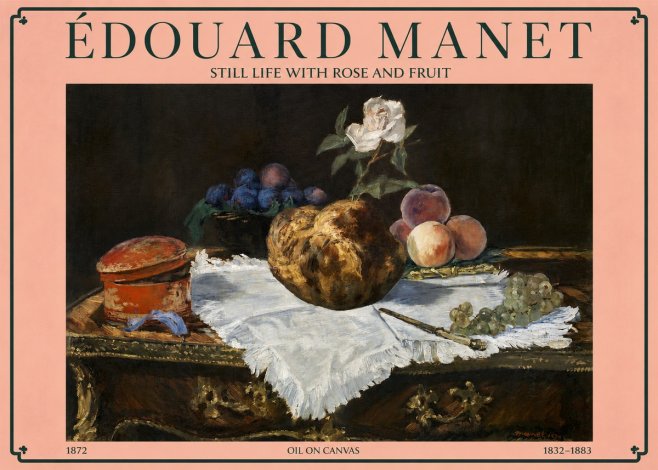 Édouard Manet Still Life with Rose and Fruit No3 - Plakat