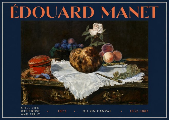 Édouard Manet Still Life with Rose and Fruit No4 - Plakat