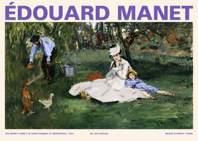 Édouard Manet The Monet Family in Their Garden at Argenteuil, 1874 No4 - Plakat