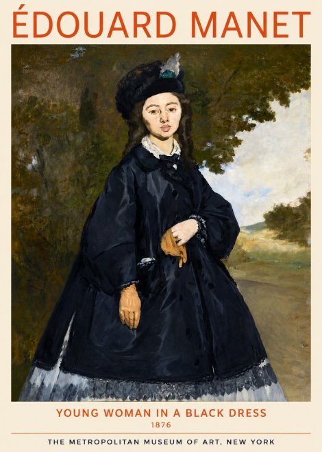 Édouard Manet Young Woman in a Black Dress No4 - Plakat