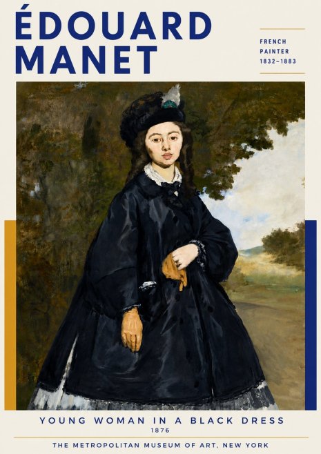 Édouard Manet Young Woman in a Black Dress No6 - Plakat