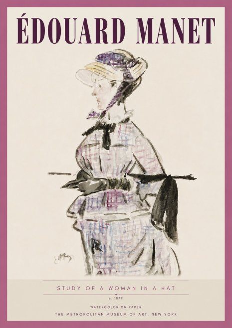 Édouard Manet Study of a Woman in a Hat No4 - Plakat