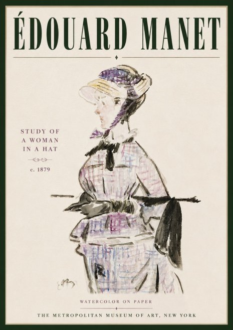 Édouard Manet Study of a Woman in a Hat No5 - Plakat