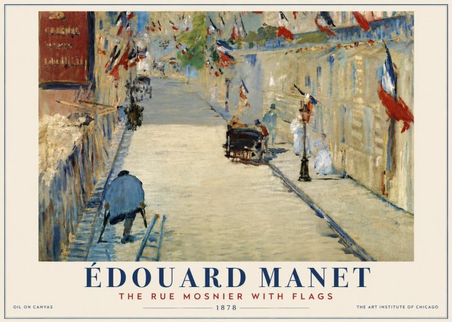 Édouard Manet The Rue Mosnier with Flags No4 - Plakat
