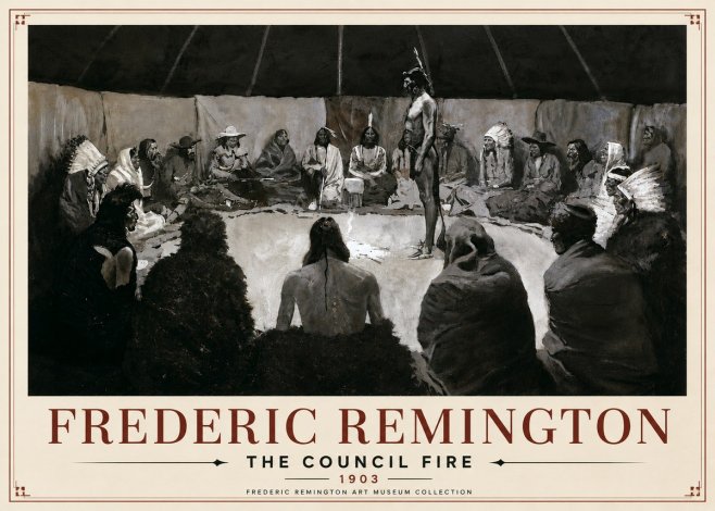 Frederic Remington The Council Fire II No6 - Plakat