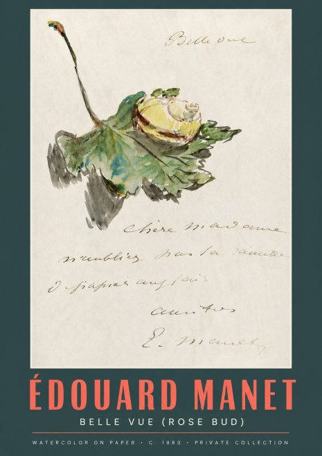 Édouard Manet A Rosebud with Leaf No3 - Plakat