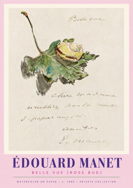 Édouard Manet A Rosebud with Leaf No4 - Plakat