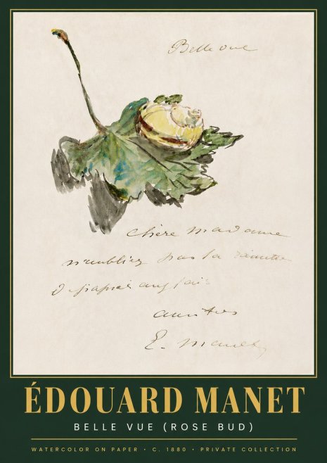 Édouard Manet A Rosebud with Leaf No5 - Plakat