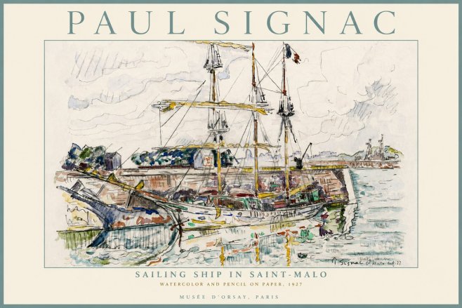 Signac Sailing Ship in Saint-malo No6 - Plakat
