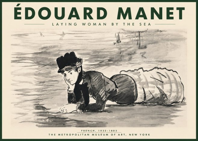 Édouard Manet Laying Woman by the Sea No4 - Plakat