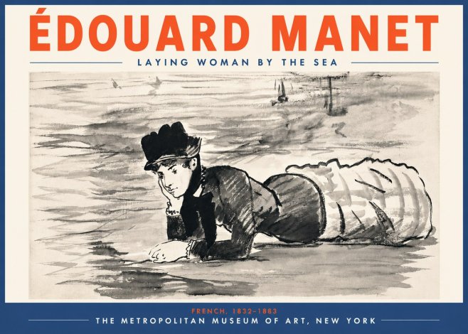 Édouard Manet Laying Woman by the Sea No5 - Plakat