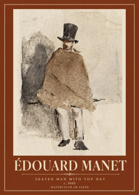 Édouard Manet Seated Man with Top Hat No6 - Plakat