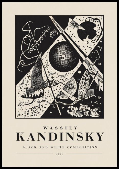 Kandinsky Black and White Composition No1 - Plakat