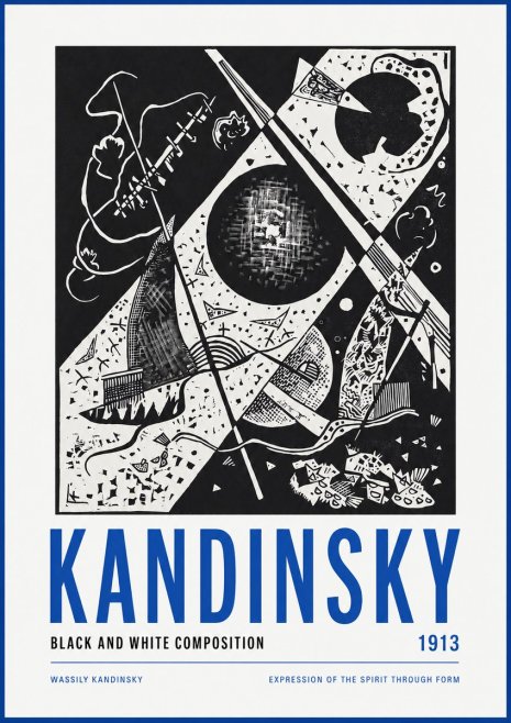 Kandinsky Black and White Composition No2 - Plakat