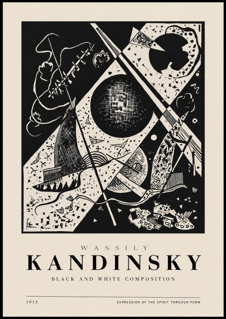 Kandinsky Black and White Composition No3 - Plakat