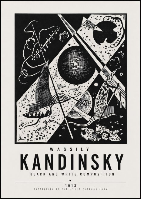 Kandinsky Black and White Composition No5 - Plakat