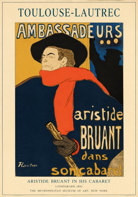 Toulouse-Lautrec Aristide Bruant in His Cabaret I No1 - Plakat