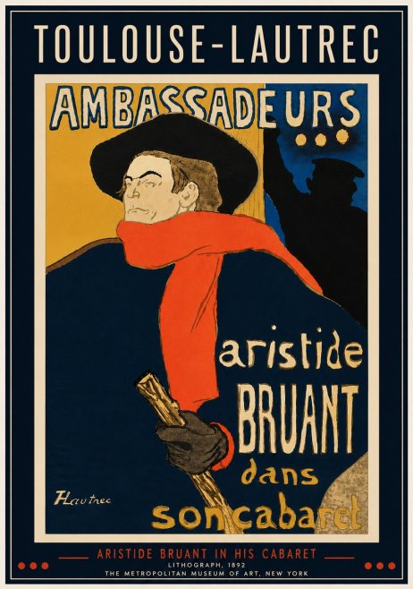 Toulouse-Lautrec Aristide Bruant in His Cabaret I No4 - Plakat